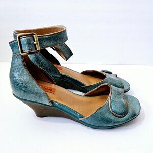 Miz Mooz Teal Wedges with Ankle Strap